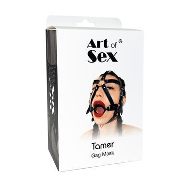 Кляп-маска с силиконовым кольцом Art of Sex - Tamer, Натуральная кожа, цвет Черный SO9664 фото Купить   Art of Sex  1 274 грн