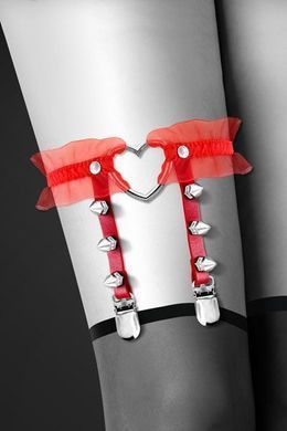 Гартер на ногу Bijoux Pour Toi - WITH HEART AND SPIKES Red, сексуальная подвязка с сердечком SO2224 фото Купить   Bijoux Pour Toi  683 грн