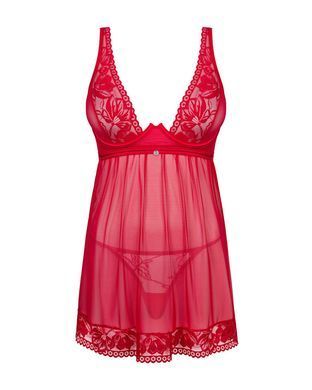 Прозора сорочка бебі-дол Obsessive Lacelove babydoll & thong XS/S Red, мереживо, стрінги SO8646 фото Купити Прозора сорочка бебі-дол Obsessive Lacelove babydoll & thong XS/S Red, мереживо, стрінги  Obsessive (Польща) 1 847 грн