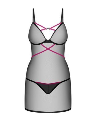 Пеньюар Obsessive Novenes chemise & thong, XS/S, обтислий, прозорий, зі стрепами, стрінги в комплект SX0619 фото Купити Пеньюар Obsessive Novenes chemise & thong, XS/S, обтислий, прозорий, зі стрепами, стрінги в комплект  Obsessive (Польща) 1 792 грн