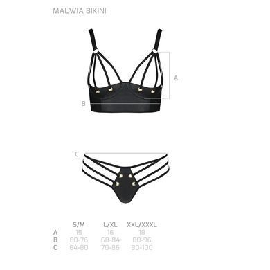 Комплект з екошкіри з люверсами та ремінцями Passion MALWIA BIKINI L/XL, black, бра та трусики SO5762 фото Купити Комплект з екошкіри з люверсами та ремінцями Passion MALWIA BIKINI L/XL, black, бра та трусики  Passion (Польща) 3 215 грн