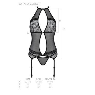 Корсет з пажами Passion SATARA CORSET L/XL black, стрінги, мереживо, застібки спереду та ззаду SO8475 фото Купити Корсет з пажами Passion SATARA CORSET L/XL black, стрінги, мереживо, застібки спереду та ззаду  Passion (Польща) 1 690 грн
