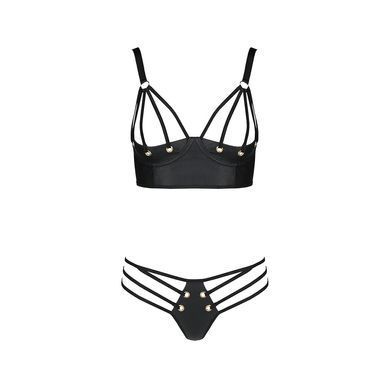 Комплект з екошкіри з люверсами та ремінцями Passion MALWIA BIKINI L/XL, black, бра та трусики SO5762 фото Купити Комплект з екошкіри з люверсами та ремінцями Passion MALWIA BIKINI L/XL, black, бра та трусики  Passion (Польща) 3 215 грн