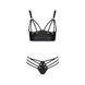 Комплект з екошкіри з люверсами та ремінцями Passion MALWIA BIKINI L/XL, black, бра та трусики SO5762 фото 3