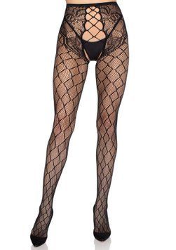 Колготки Leg Avenue Net Tights with Crotchless Panty One Size Black Leg Avenue  &mdash; фото