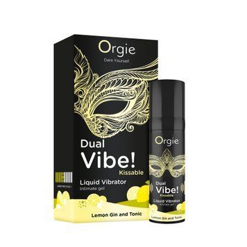 Жидкий вибратор Orgie Dual Vibe! Lemon Gin And Tonic Kissable Liquid Vibrator, 15 мл SX1490 фото Купить   Orgie (Бразилія-Португалія) 784 грн