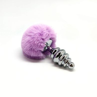 Металлическая анальная пробка Кроличий хвостик Alive Fluffy Twist Plug L Purple, диаметр 3,8 см SO6310 фото Купить   Alive  803 грн