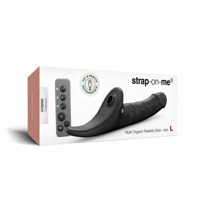 Вибронасадка для страпона с вакуумной стимуляцией Strap-On-Me Multi Orgasm Realistic Dildo L Black SX4038 фото Купить Вибронасадка для страпона с вакуумной стимуляцией Strap-On-Me Multi Orgasm Realistic Dildo L Black  Strap-On-Me  7 599 грн