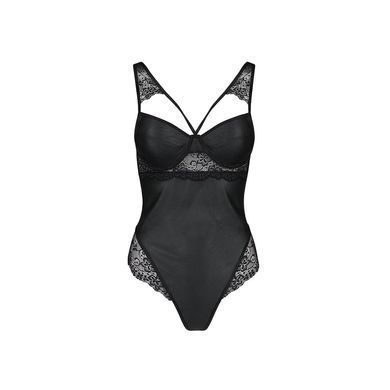 Боди из эко-кожи и кружева Passion LOONA BODY L/XL, black SO5355 фото Купить   Passion (Польща) 3 058 грн
