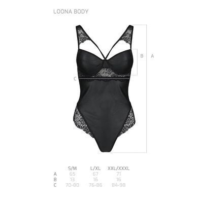 Боди из эко-кожи и кружева Passion LOONA BODY L/XL, black SO5355 фото Купить   Passion (Польща) 3 058 грн