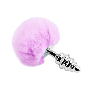 Металлическая анальная пробка Кроличий хвостик Alive Fluffy Twist Plug L Purple, диаметр 3,8 см SO6310 фото Купить   Alive  803 грн