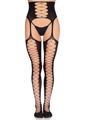 Колготки Leg Avenue Stockings with Attached Garter Belt One Size Black Leg Avenue  &mdash; фото