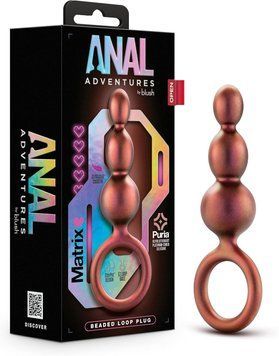 Анальная пробка с петлей из бисера ADVENTURES MATRIX Blush  &mdash; фото
