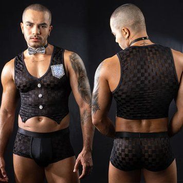 Мужской эротический костюм официанта JSY &laquo;Обаятельный Михаэль&raquo; One Size, топ, трусы, бабочка SX0433 фото Купить   JSY (Китай) 905 грн