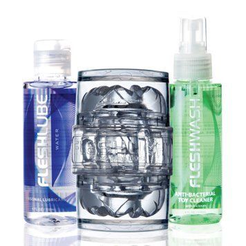 Мастурбатор Fleshlight Quickshot Vantage Value Pack: змазка і засіб для чищення Fleshlight  &mdash; фото