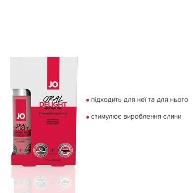 Гель для оральних пестощів JO Oral Delight &mdash; Strawberry Sensation (30 мл), ефект холод-тепло SO1496 фото Купити Гель для оральних пестощів JO Oral Delight &mdash; Strawberry Sensation (30 мл), ефект холод-тепло  JO (США) 655 грн
