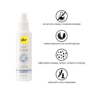 Очищувальний спрей pjur med Clean Spray 100 мл, для ніжної шкіри та іграшок, антибактеріальний PJ10440 фото Купити Очищувальний спрей pjur med Clean Spray 100 мл, для ніжної шкіри та іграшок, антибактеріальний  Pjur (Люксембург) 544 грн