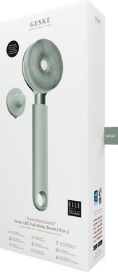 Звукова світлодіодна щітка для всього тіла GESKE Sonic LED Full-Body Brush&Intensive Exfoliator 9в1 green HB0387 фото Купити Звукова світлодіодна щітка для всього тіла GESKE Sonic LED Full-Body Brush&Intensive Exfoliator 9в1 green  GESKE 3 569 грн