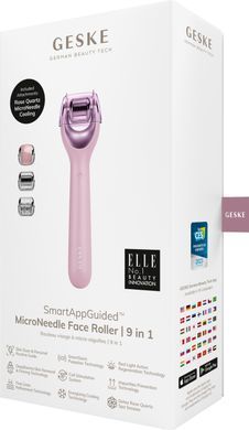 Електронний ролер для обличчя з мікроголками GESKE MicroNeedle Face Roller 9в1 pink HB0192 фото Купити Електронний ролер для обличчя з мікроголками GESKE MicroNeedle Face Roller 9в1 pink  GESKE 1 699 грн