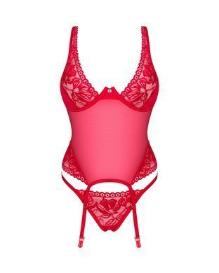 Прозрачный корсет Obsessive Lacelove corset XS/S Red, кружево, подвязки для чулок SO8649 фото Купить   Obsessive (Польща) 1 616 грн