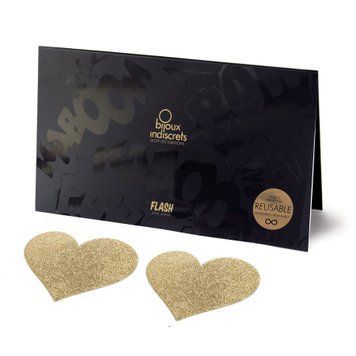 Пэстис - стикини Bijoux Indiscrets - Flash Heart Gold, наклеки на соски SO2338 фото Купить   Bijoux Indiscrets  443 грн