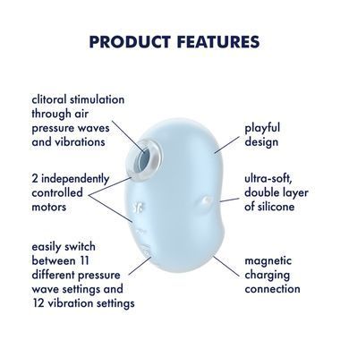Вакуумный клиторальный стимулятор с вибрацией Satisfyer Cutie Ghost Blue SX0572 фото Купить   Satisfyer (Німеччина) 1 903 грн