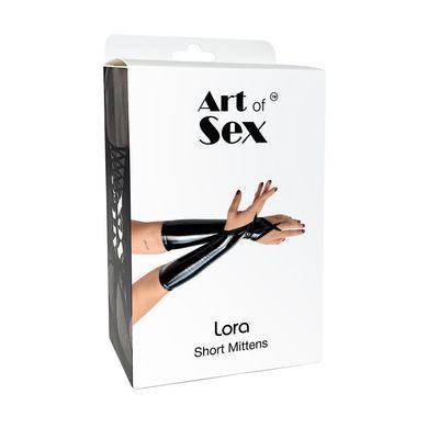 Вінілові мітенки Art of Sex - Lora короткі, размер M, колір чорний з ефектом голограми SX4503 фото Купити Вінілові мітенки Art of Sex - Lora короткі, размер M, колір чорний з ефектом голограми  Art of Sex  550 грн