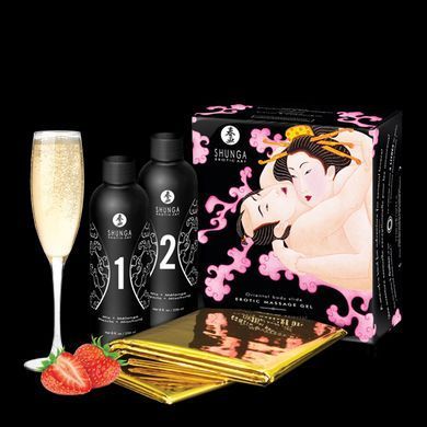 Гель для NURU-масажу Shunga Oriental Body-to-Body &ndash; Sparkling Strawberry Wine плюс простирадло SO2551 фото Купити Гель для NURU-масажу Shunga Oriental Body-to-Body &ndash; Sparkling Strawberry Wine плюс простирадло  Shunga (Канада) 1 477 грн