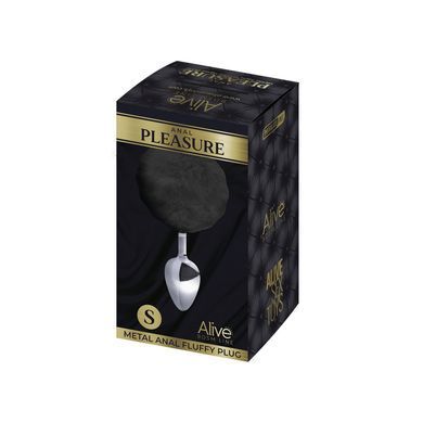 Металлическая анальная пробка Кроличий хвостик Alive Fluffy Plug S Black, диаметр 2,8 см SO6312 фото Купить   Alive  692 грн