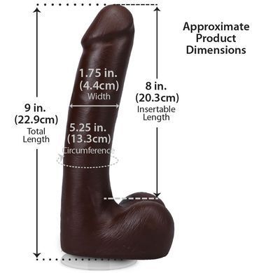 Doc Johnson The Realistic Cock ULTRASKYN 9 дюймів Chocolate з розмірами