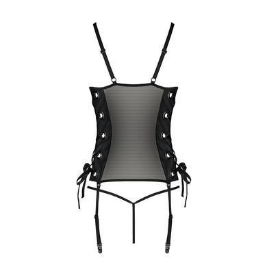 Сетчатый корсет с люверсами и съемными пажами Passion MALWIA CORSET L/XL, black, эко-кожа, стринги SO5765 фото Купить   Passion (Польща) 3 446 грн