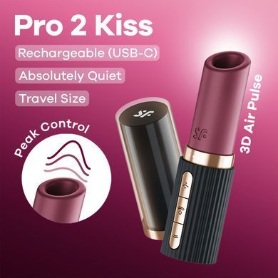 Вакуумный стимулятор Satisfyer Pro 2 Kiss, магнитная технология 3D Air Pulse, 30 режимов, крышечка SX2166 фото Купить   Satisfyer (Німеччина) 1 588 грн