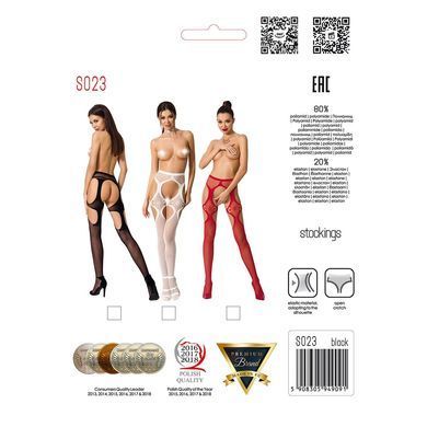 Еротичні колготки-бодістокінги Passion S023 One Size, Black, імітація панчіх з ромбами та пояском PSS023B фото Купити Еротичні колготки-бодістокінги Passion S023 One Size, Black, імітація панчіх з ромбами та пояском  Passion (Польща) 720 грн
