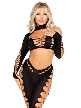 Комплект Leg Avenue Seamless Cut-Out Crop Top and Legging One Size Black SX2772 фото Купить   Leg Avenue (США) 1 320 грн