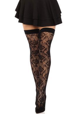 Панчохи Leg Avenue Wild rose net thigh highs, One Size, чорні, широка резинка, малюнок-троянди SX1042 фото Купити Панчохи Leg Avenue Wild rose net thigh highs, One Size, чорні, широка резинка, малюнок-троянди  Leg Avenue (США) 572 грн