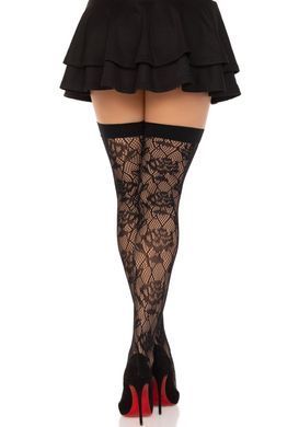 Панчохи Leg Avenue Wild rose net thigh highs, One Size, чорні, широка резинка, малюнок-троянди SX1042 фото Купити Панчохи Leg Avenue Wild rose net thigh highs, One Size, чорні, широка резинка, малюнок-троянди  Leg Avenue (США) 572 грн