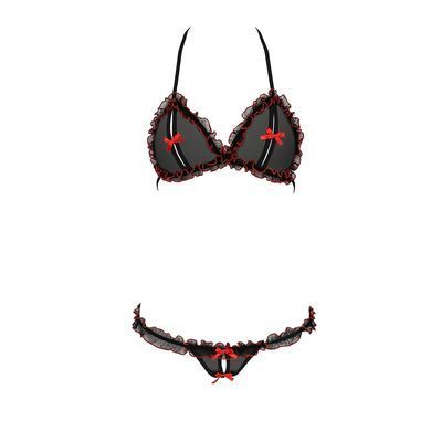 Комплект білизни Passion GIANA BIKINI L/XL, black, напівпрозорі ліф і трусики з бантиками EL15101 фото Купити Комплект білизни Passion GIANA BIKINI L/XL, black, напівпрозорі ліф і трусики з бантиками  Passion (Польща) 1 690 грн