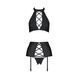 Комплект из экокожи Passion NANCY SET 4XL/5XL black, имитация шнуровки, топ, пояс для чулок SO7106 фото 3