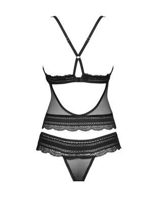 Напівпрозорий набір з прикрасами Obsessive Ivannes top & thong L/XL, чорний, топ та танга SO7284 фото Купити Напівпрозорий набір з прикрасами Obsessive Ivannes top & thong S/M, чорний, топ та танга  Obsessive  1 625 грн