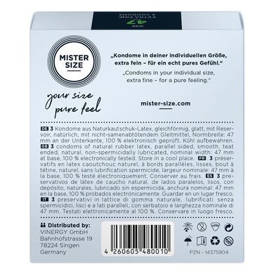Презервативы Mister Size - pure feel - 47 (3 condoms), толщина 0,05 мм SO8032 фото Купить   Mister Size (Німеччина) 119 грн