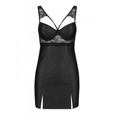 Бэби-долл из эко-кожи и кружева Passion LOONA CHEMISE L/XL, black SO5358 фото Купить   Passion (Польща) 3 732 грн