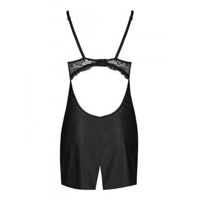 Бэби-долл из эко-кожи и кружева Passion LOONA CHEMISE L/XL, black SO5358 фото Купить   Passion (Польща) 3 732 грн