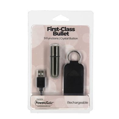 Вибропуля PowerBullet First-Class Bullet 2.5&Prime; with Key Chain Pouch, Gun Metal, 9 режимов вибрации SO6846 фото Купить   PowerBullet (Канада) 979 грн