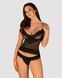 Напівпрозорий набір з прикрасами Obsessive Ivannes top & thong L/XL, чорний, топ та танга SO7284 фото 1