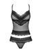 Напівпрозорий набір з прикрасами Obsessive Ivannes top & thong L/XL, чорний, топ та танга SO7284 фото 5