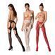 Эротические колготки-бодистокинги Passion S023 One Size, Red, имитация чулок с ромбами и пояском PSS023R фото 3