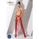 Эротические колготки-бодистокинги Passion S023 One Size, Red, имитация чулок с ромбами и пояском PSS023R фото 2