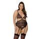 Корсет с пажами Passion AMBERLY CORSET 4XL/5XL, black, ассиметричный крой, кружева, стринги SO7051 фото 1