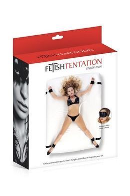 Фиксатор рук и ног для кровати Fetish Tentation Ankle and Wrist Straps for Bad с маской на глаза SO3743 фото Купить   Fetish Tentation (Франція) 1 126 грн