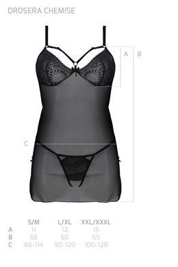 Пеньюар Passion DROSERA CHEMISE black, L/XL, кружевной лиф со стрепами, трусики в комплекте SX0473 фото Купить   Passion (Польща) 2 669 грн